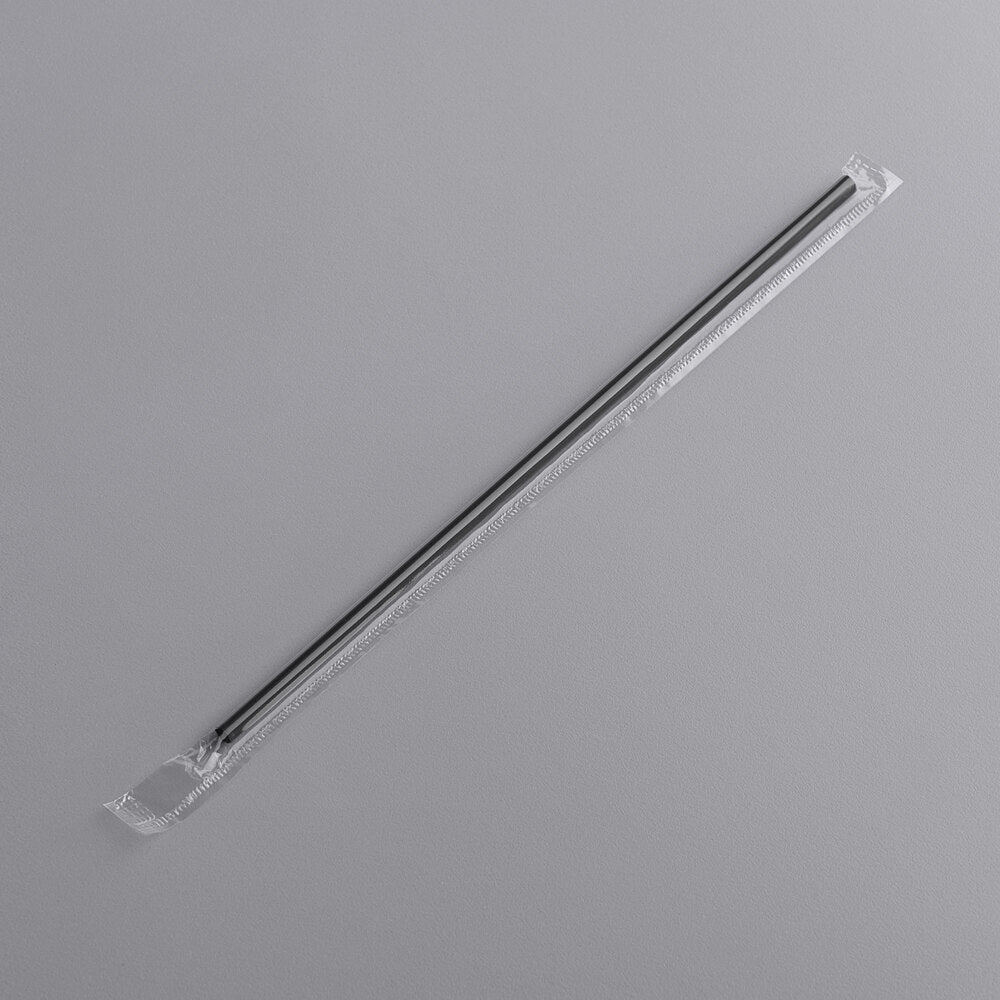 Black Straws Wrapped 10.25"
