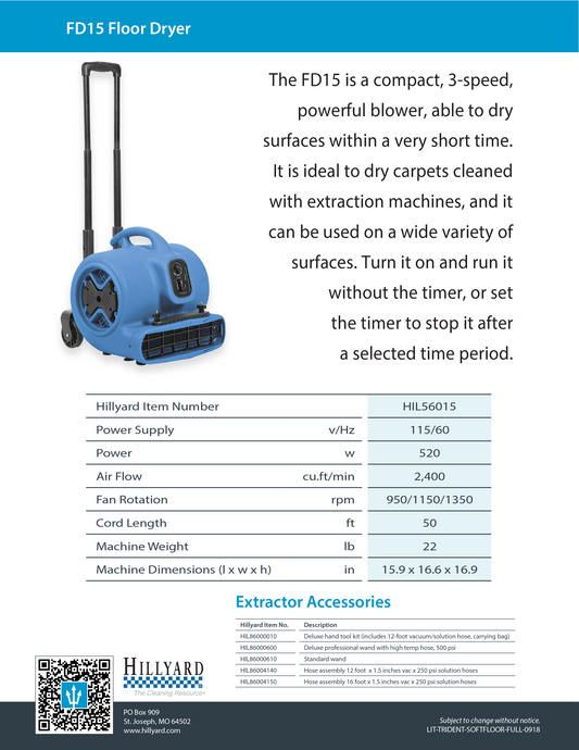 Hillyard Floor Dryer FD15