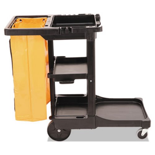 Plastic Cleaning Cart with Zippered Yellow Vinyl Bag