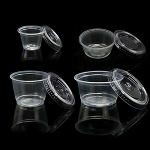 4 oz Plastic Clear Disposable Portion Cups with Lids for Sauce Cup BPA Free