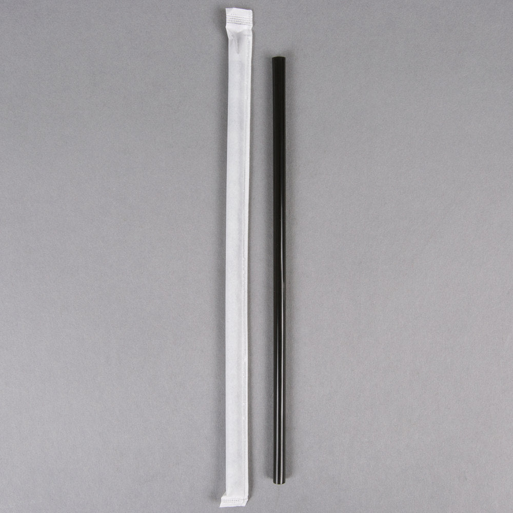 Wrapped Black Straws 7 3/4"
