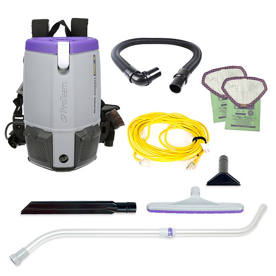 ProTeam Super Coach Pro 6, 6 qt, Backpack Vacuum w/ Xover Multi-Surface Telescoping Wand Tool Kit