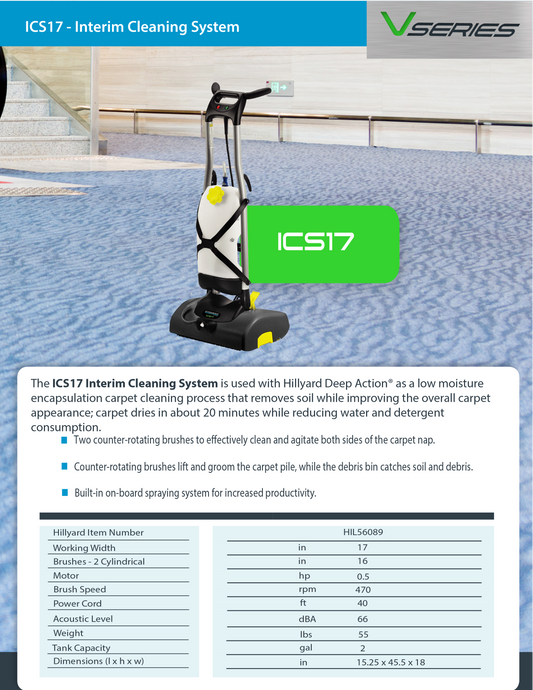 Hillyard Upright Vacuum ICS17