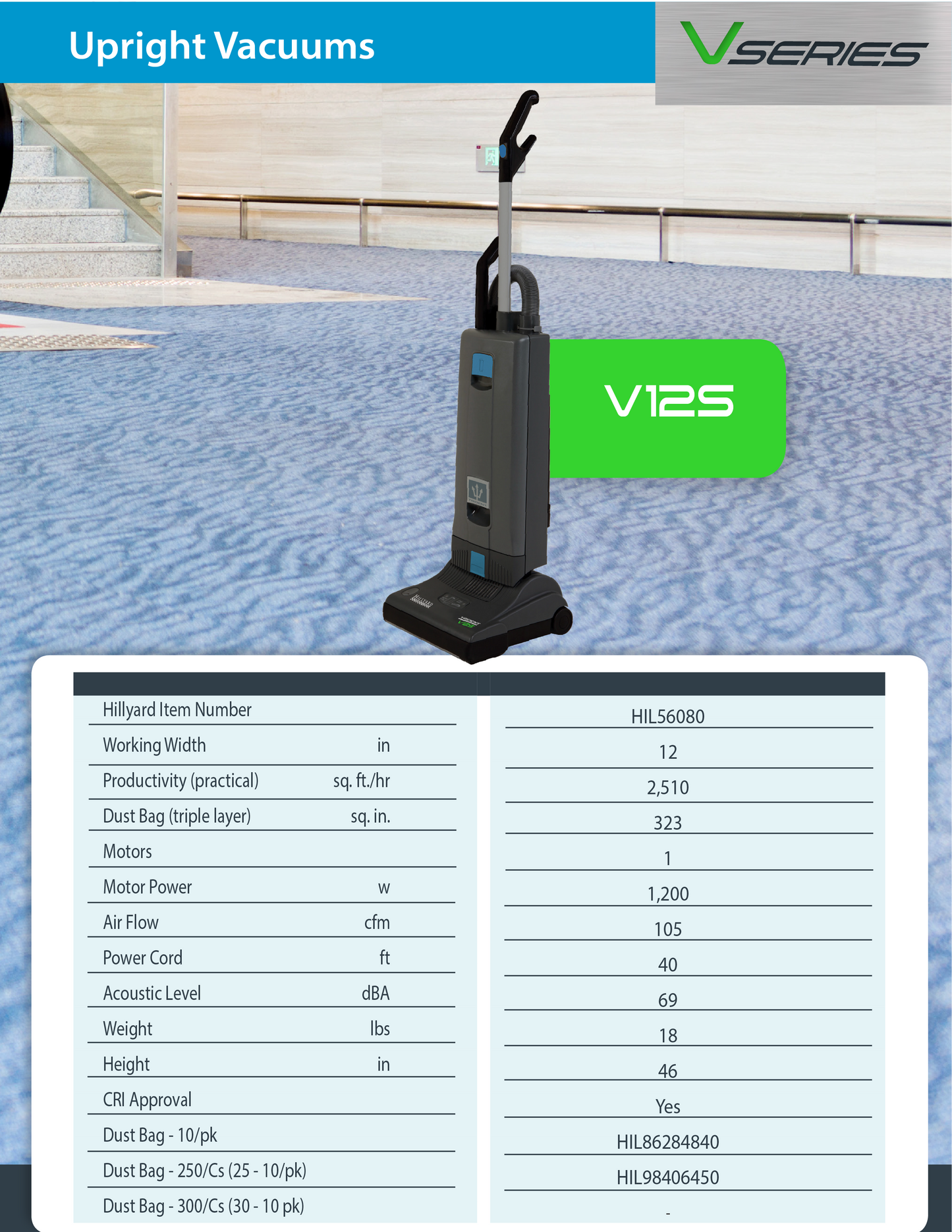 Hillyard Upright Vacuum V12S