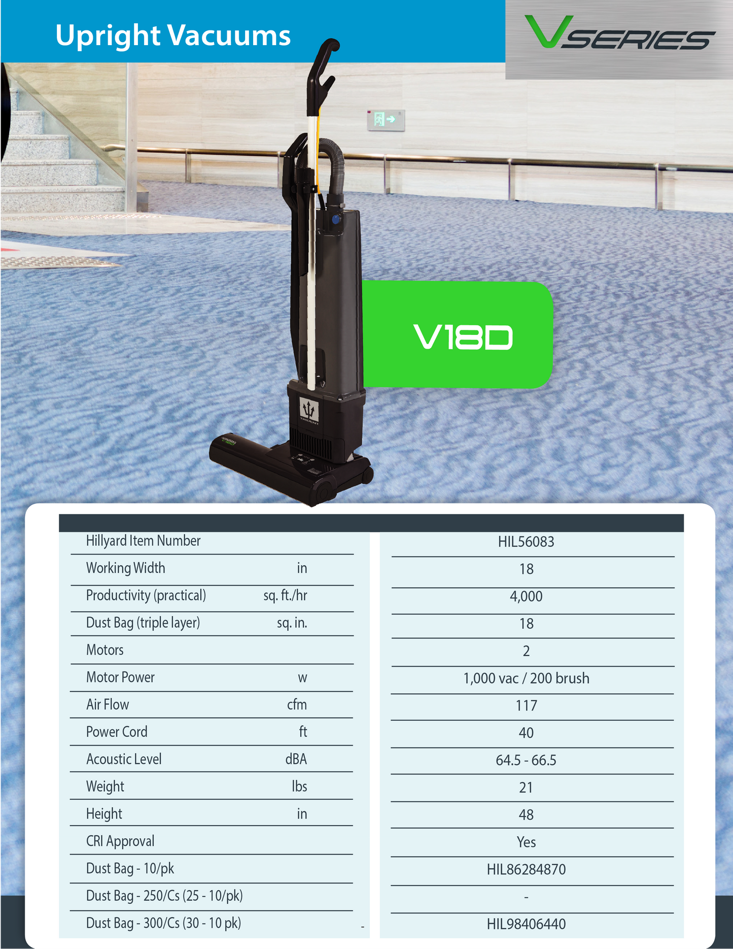 Hillyard Upright Vacuum V18D