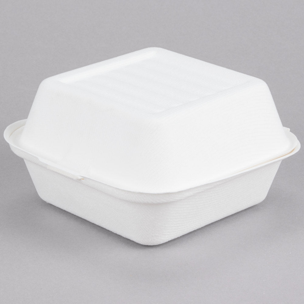 Hinged Containers 6" BY 6" BY 3" Compostable
